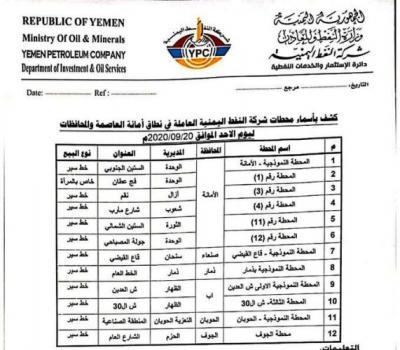 اسماء محطات تعبئة المشتقات النفطية اليوم 	 